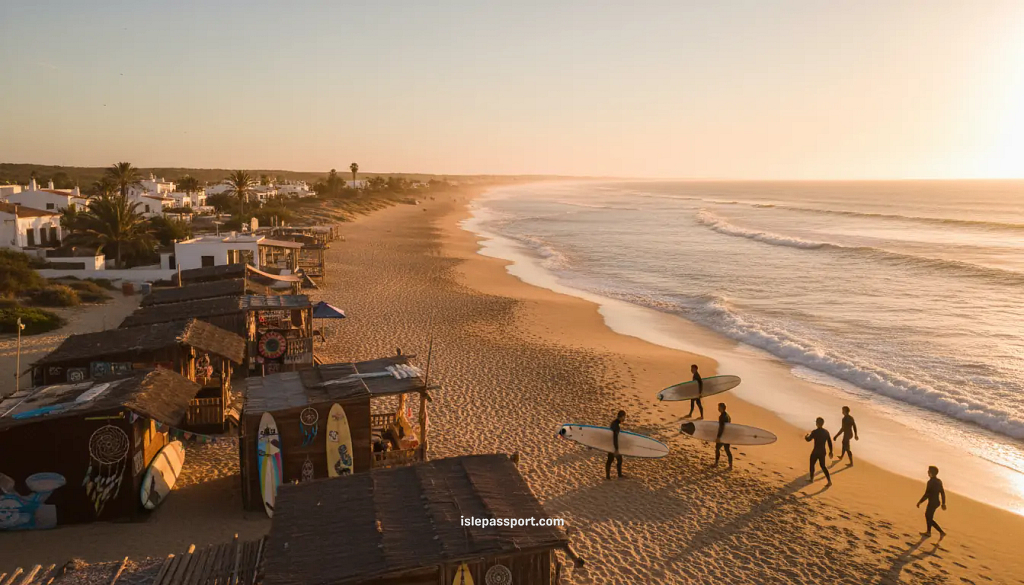 El Palmar long sandy surf beach in southern Spain