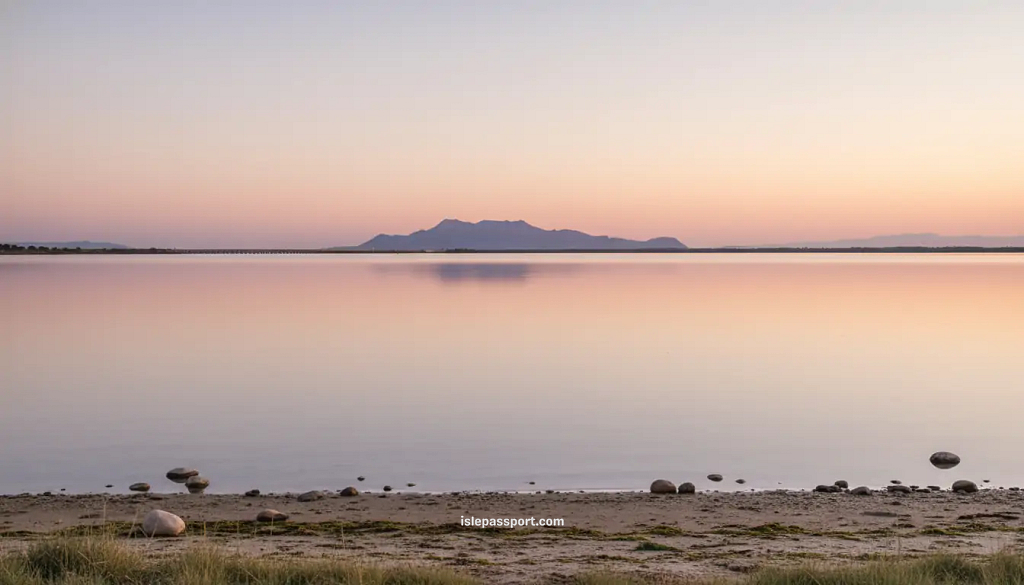 Orbetello lagoon at sunset with Monte Argentario in the background