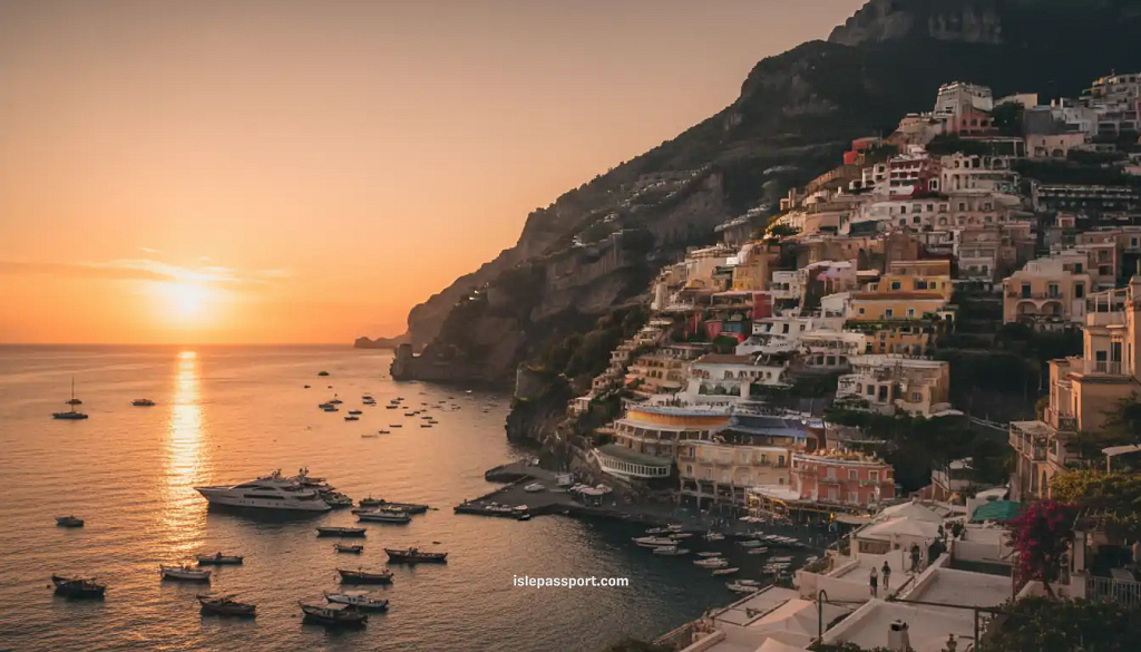 Positano’s cliffside houses rising above the Amalfi Coast