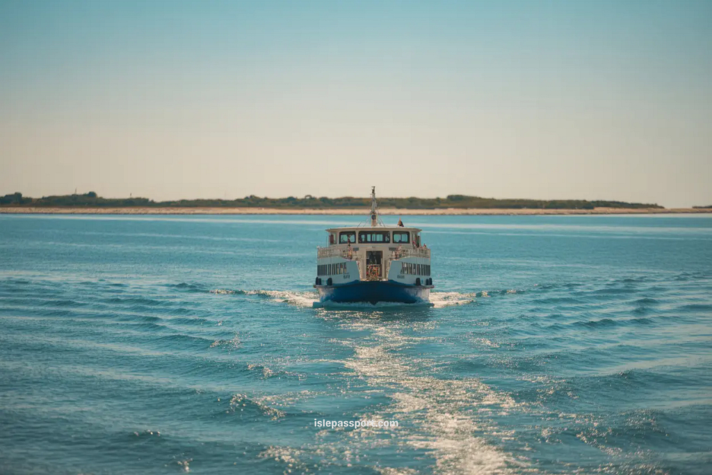 A vaporetto leaving Venice and heading toward the barrier islands where beaches are located.