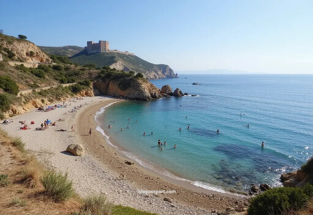 Gaeta’s mix of rocky coves and sandy beaches with medieval fort above