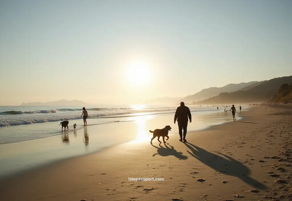 Quiet northern Spain beach in September with mild sunshine and scattered visitors