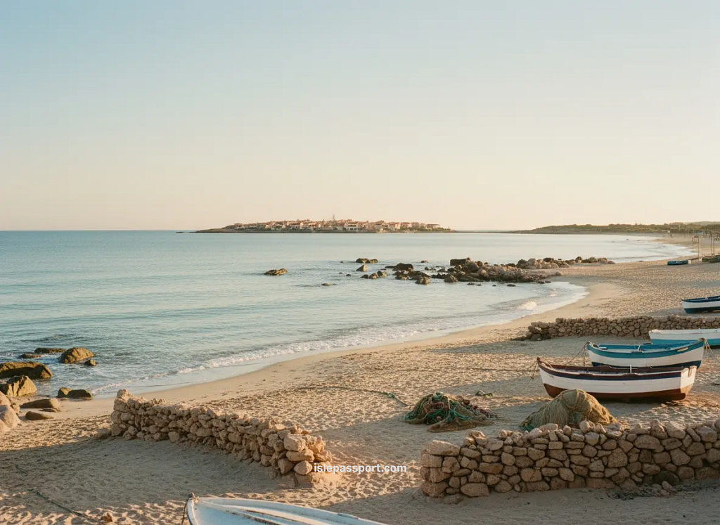 Uncrowded Mediterranean beach on Tabarca Island, Spain — clear water, peaceful shoreline, and no people.