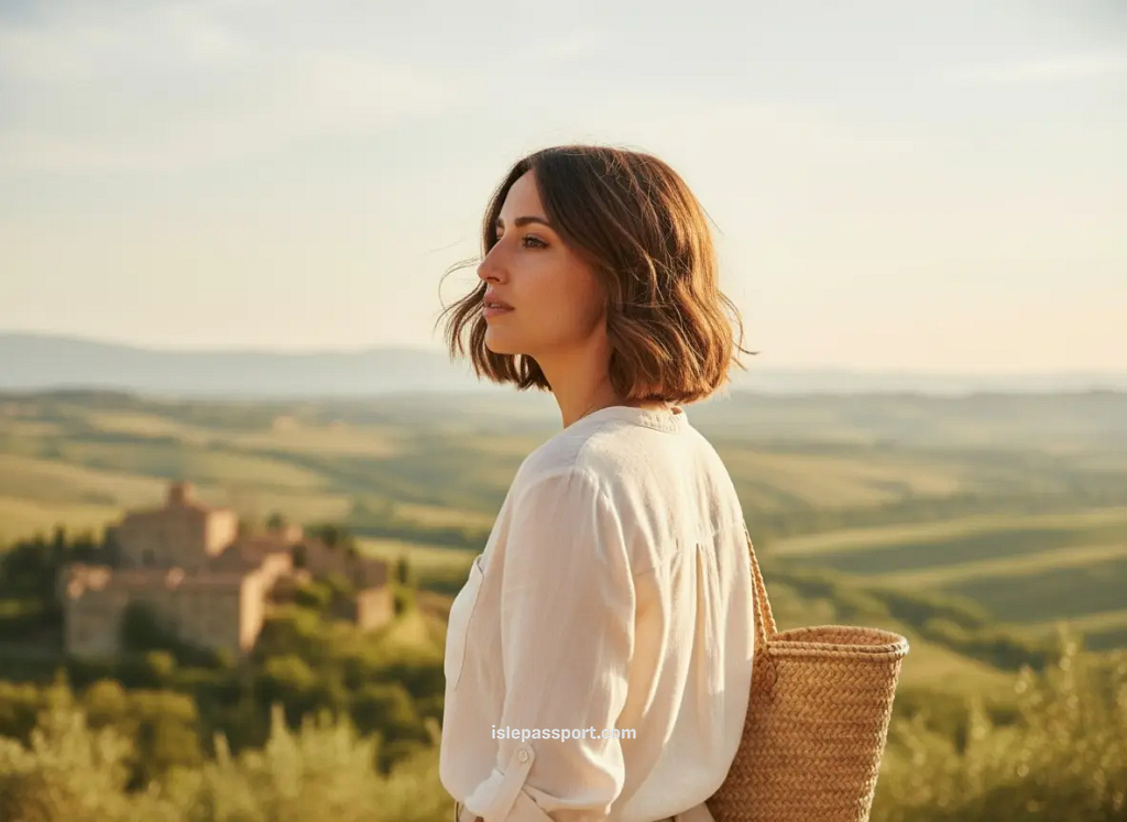 Traveler overlooking Tuscany coastal towns near Florencee while planning beach trips from Florence