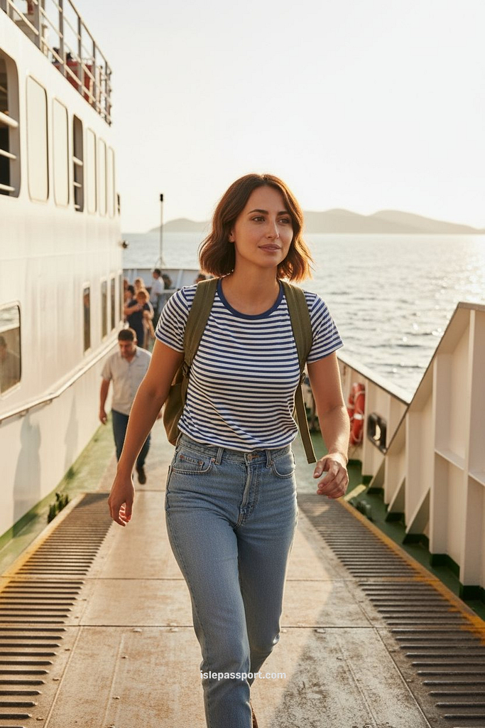 woman on ferry during island hopping