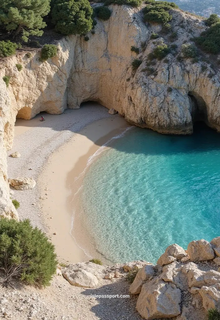 Quiet beach cove with clear water in Paros.
