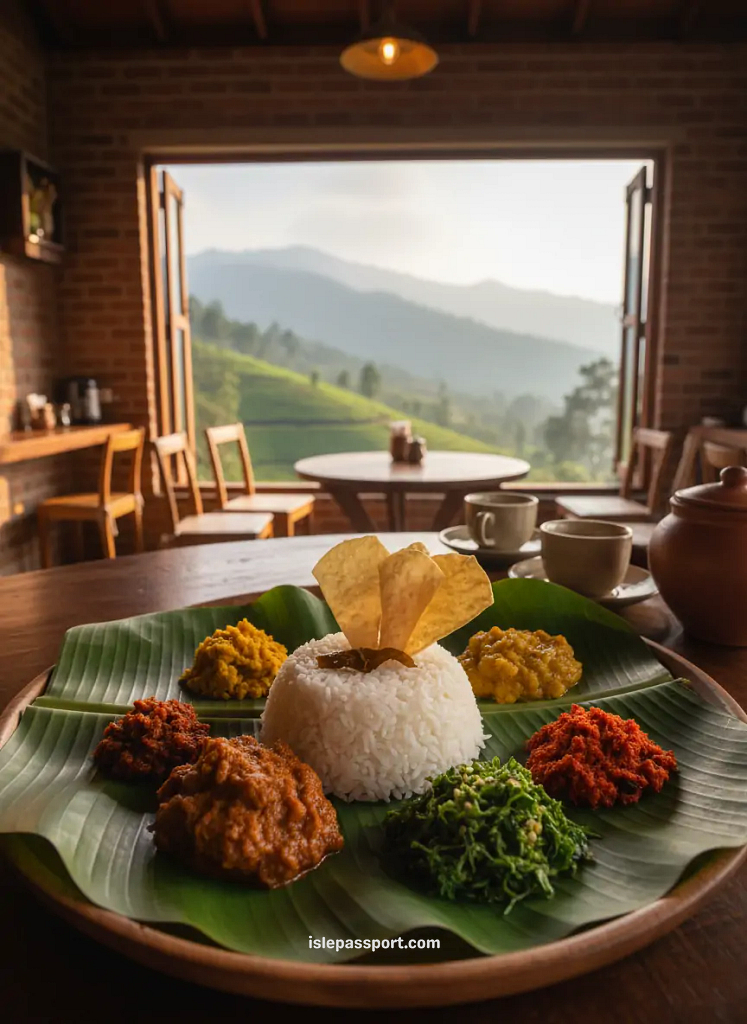 Sri Lankan curry meal served in Ella during a budget-friendly tropical trip
