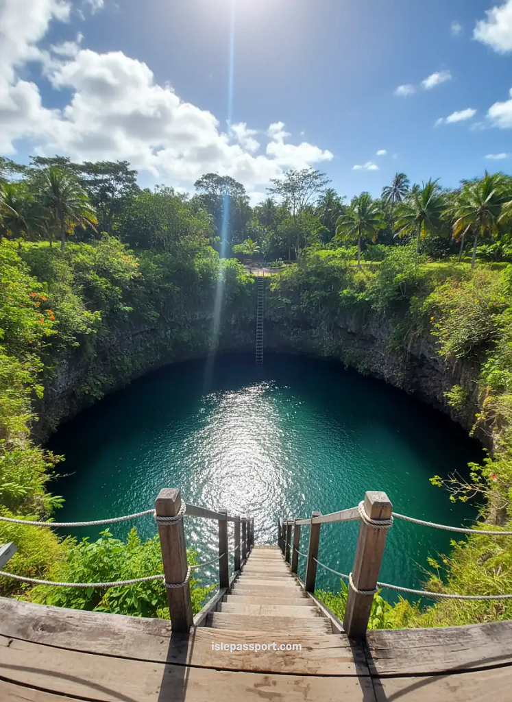 To Sua Ocean Trench in Upolu showing dramatic Samoa island hopping destinations.