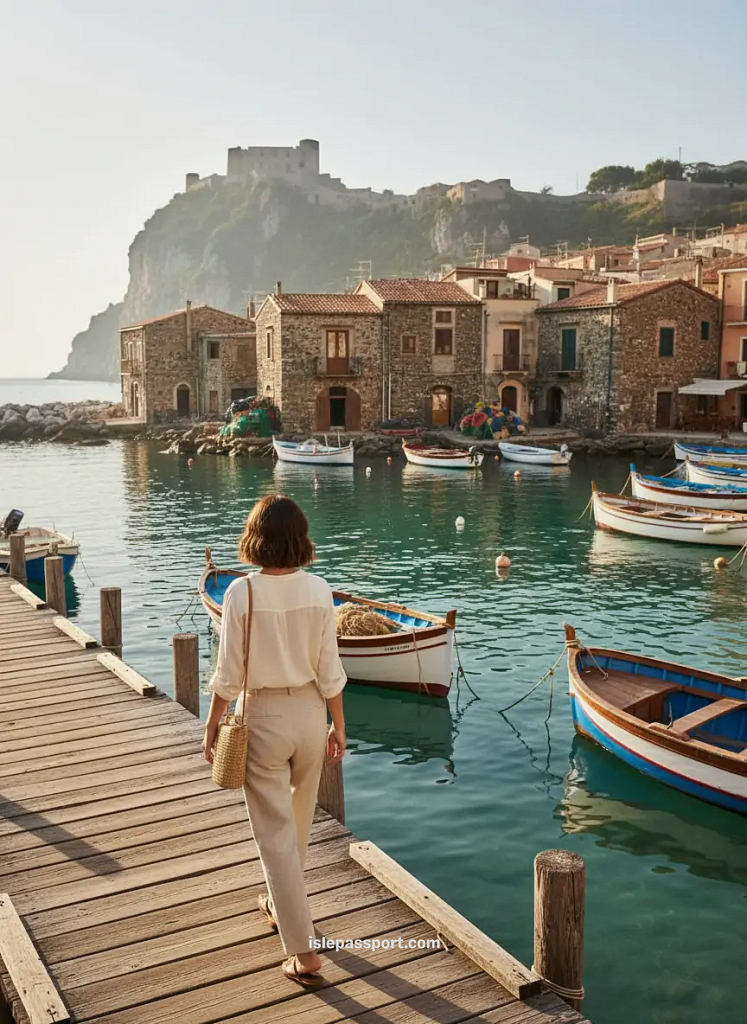 traveler exploring scilla calabria fishing village by the sea