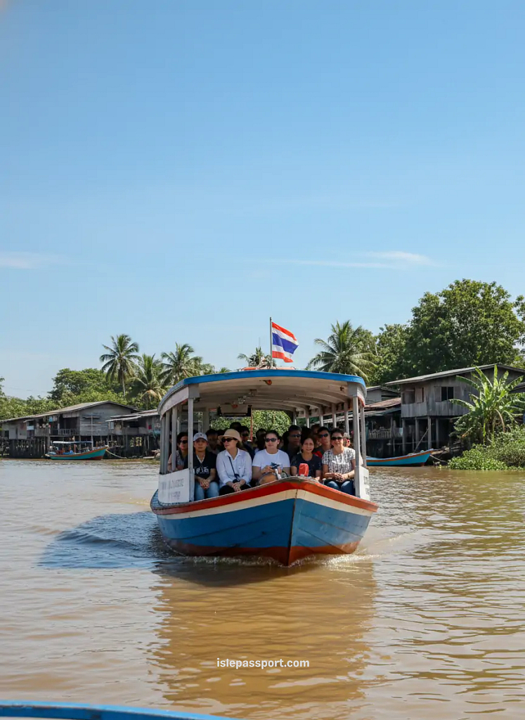 Thai river ferry carrying passengers between local island hopping destinations
