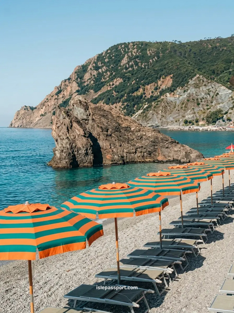 sandy beach at Monterosso al Mare in Cinque Terre