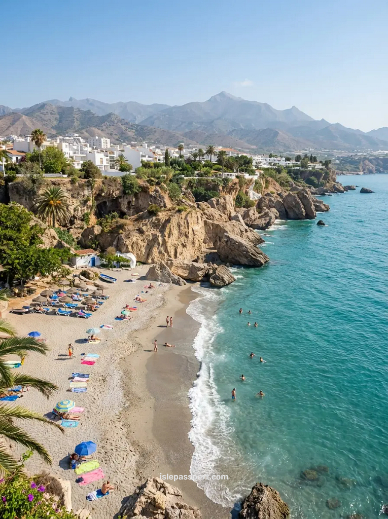 Playa Calahonda cove in Nerja, a small beach tucked into the town’s coastline