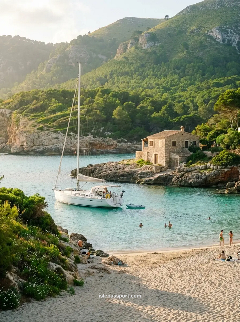 The wide, turquoise shoreline of Cala Agulla beach, a top choice for anyone visiting Mallorca in May.