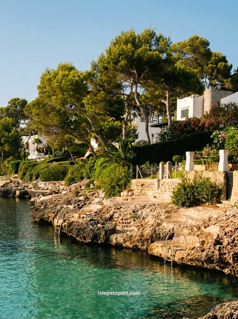 A secluded swimming area with crystal clear turquoise water and rocky cliffs in Cala d'Or, illustrating why this is the best area for where to stay in Mallorca for beaches.