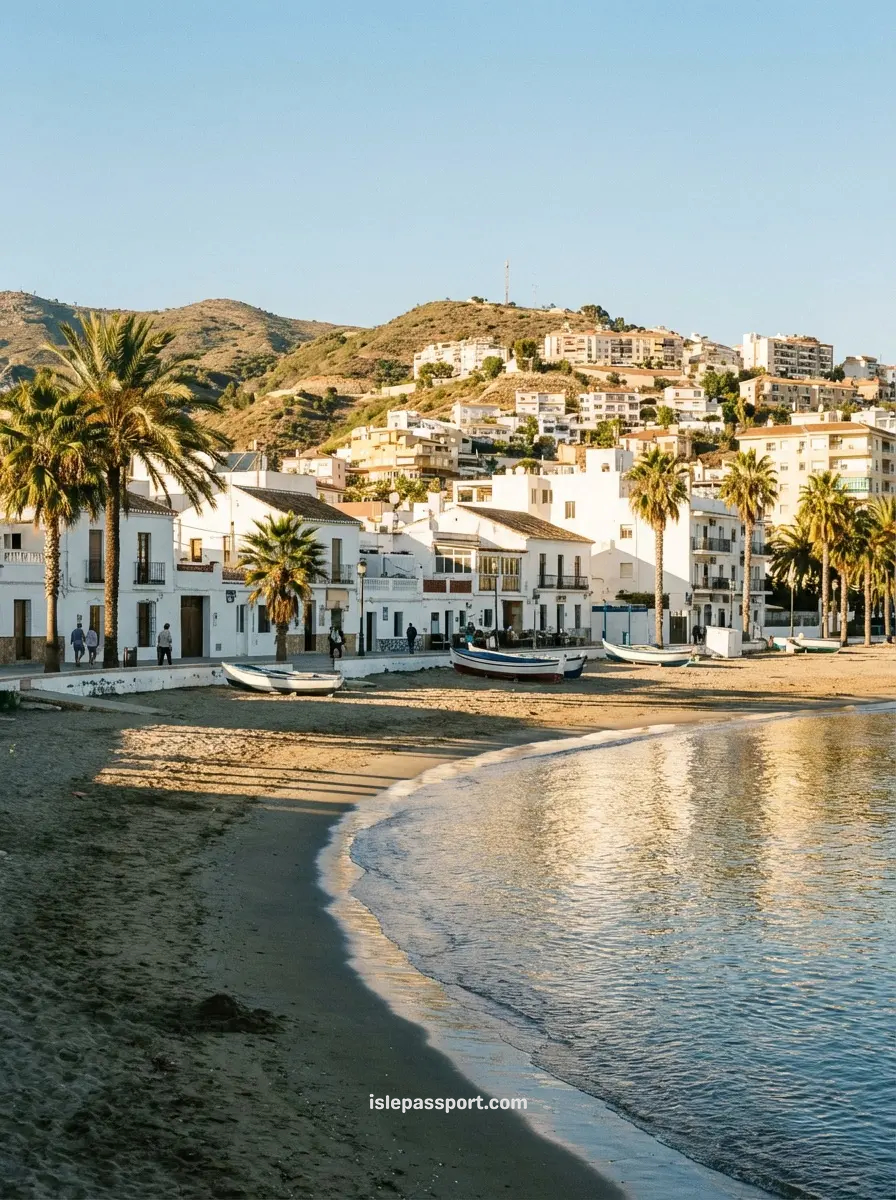 El Palo beach with local homes, a laid-back coastal neighborhood in Málaga